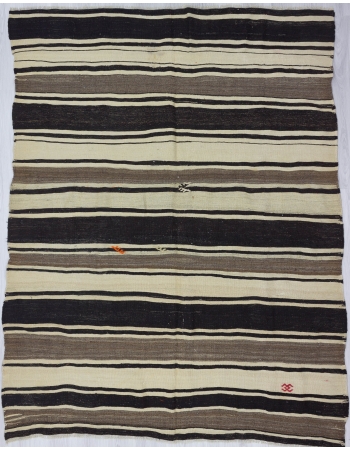 Black / Gray /White Striped Kilim Rug