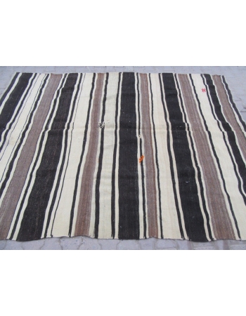 Black / Gray /White Striped Kilim Rug