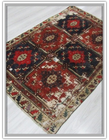 Antique Anatolian Distressed Wool Rug